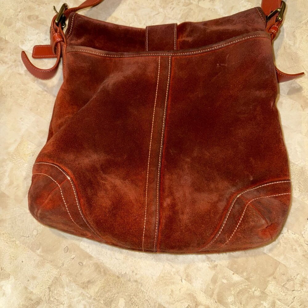 Coach Rich Brown Suede Crossbody Bag - Picture 6 of 10